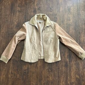 Vintage A.M.I. Suede and Corduroy Panel Zip-Front Jacket in Camel color